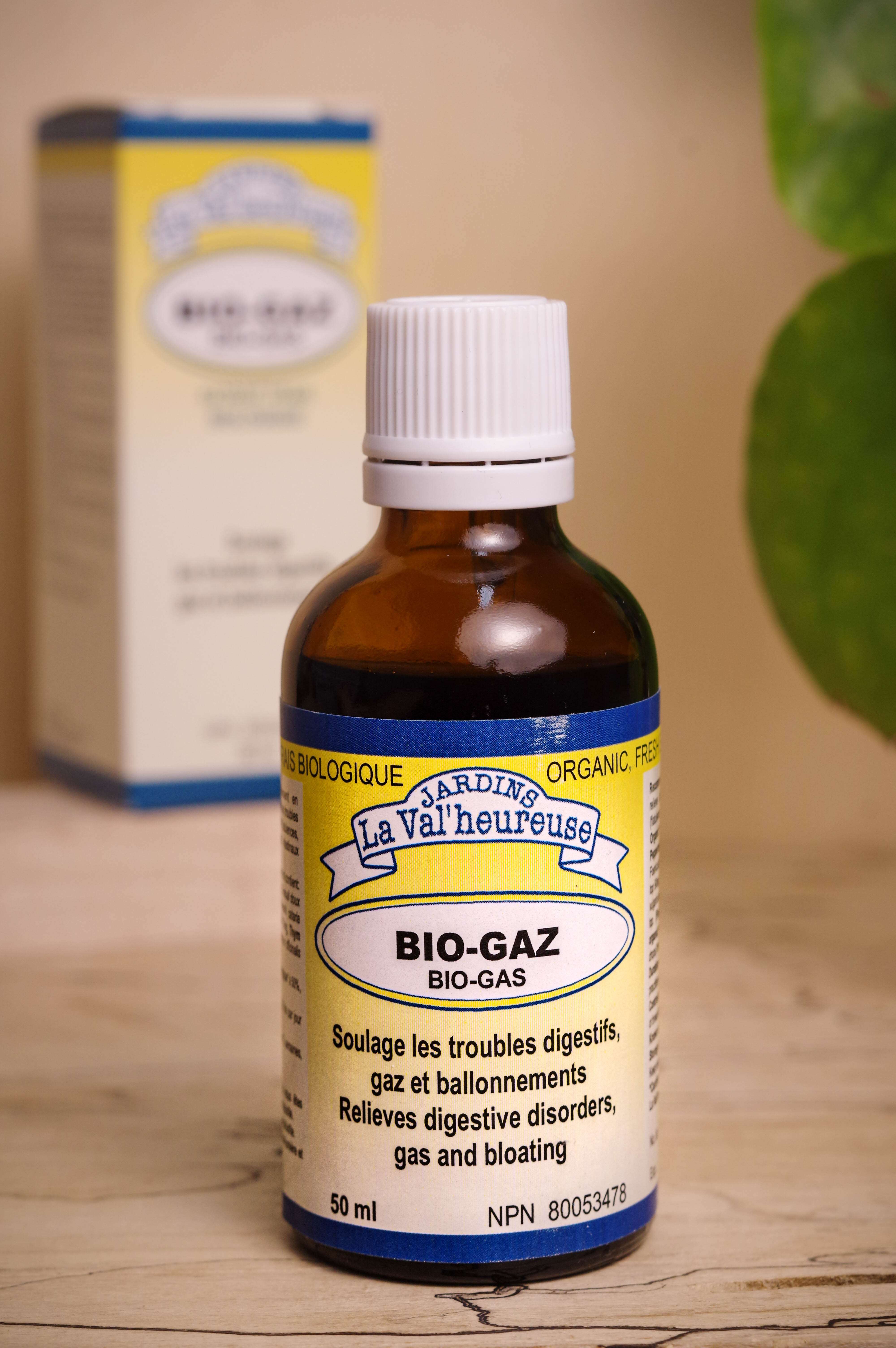 Bouteille du complexe Bio-Gaz avec sa boite en arrière plan