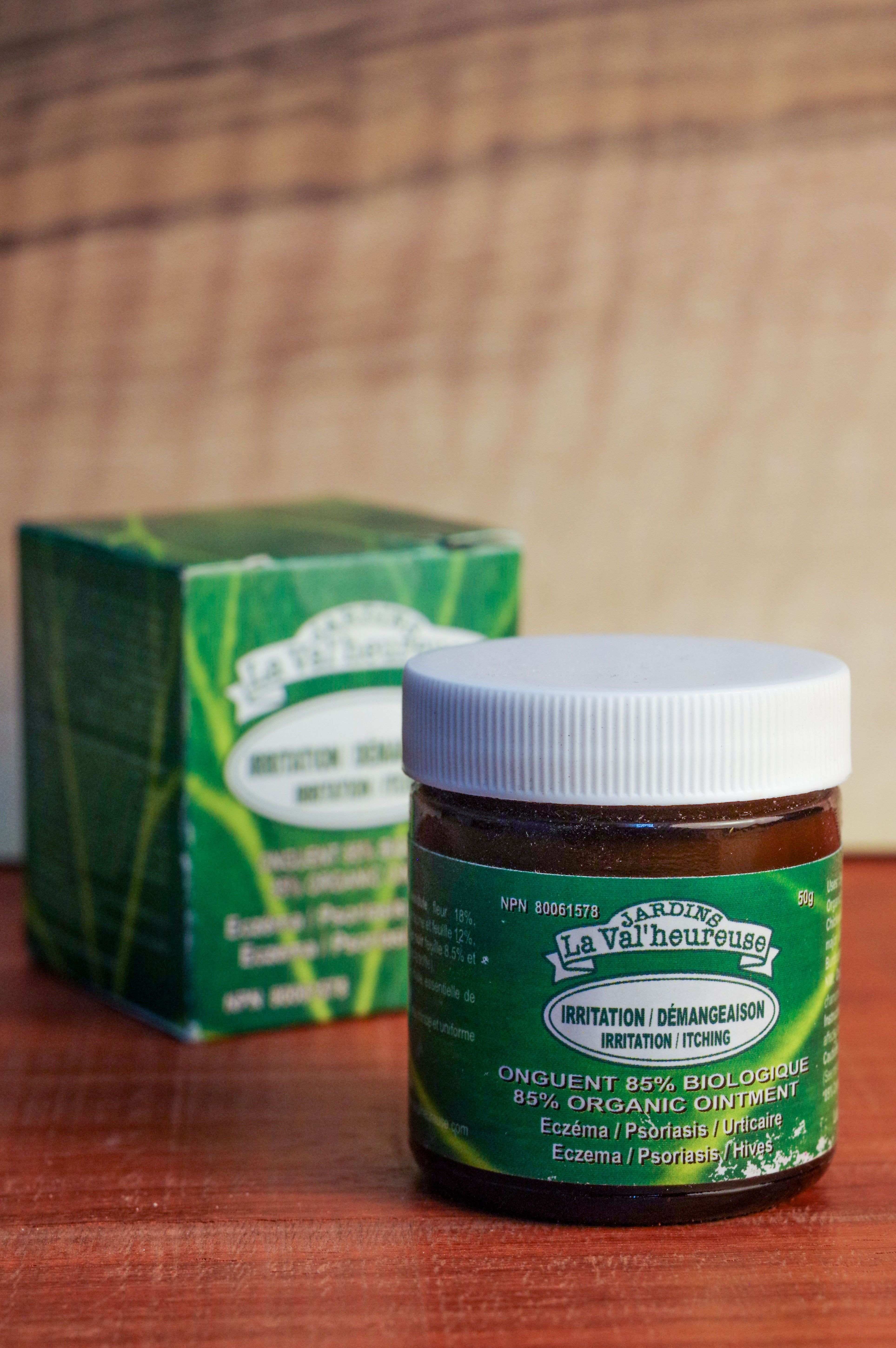 Pot d'onguent Irritation Démangeaison devant sa boite (50mL)