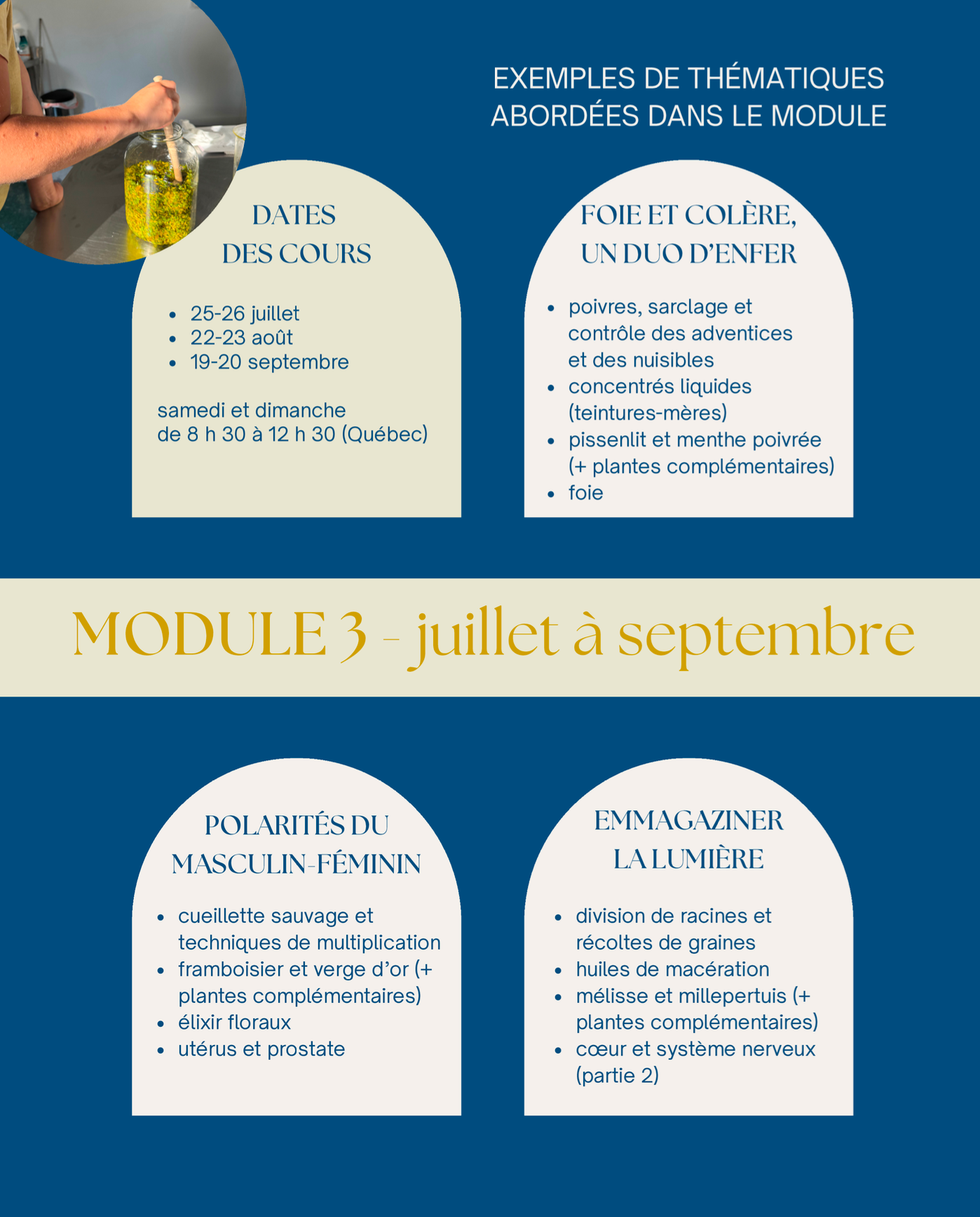 Résumé du module été de formations en herboristerie traditionnelle La Val'Heureuse.