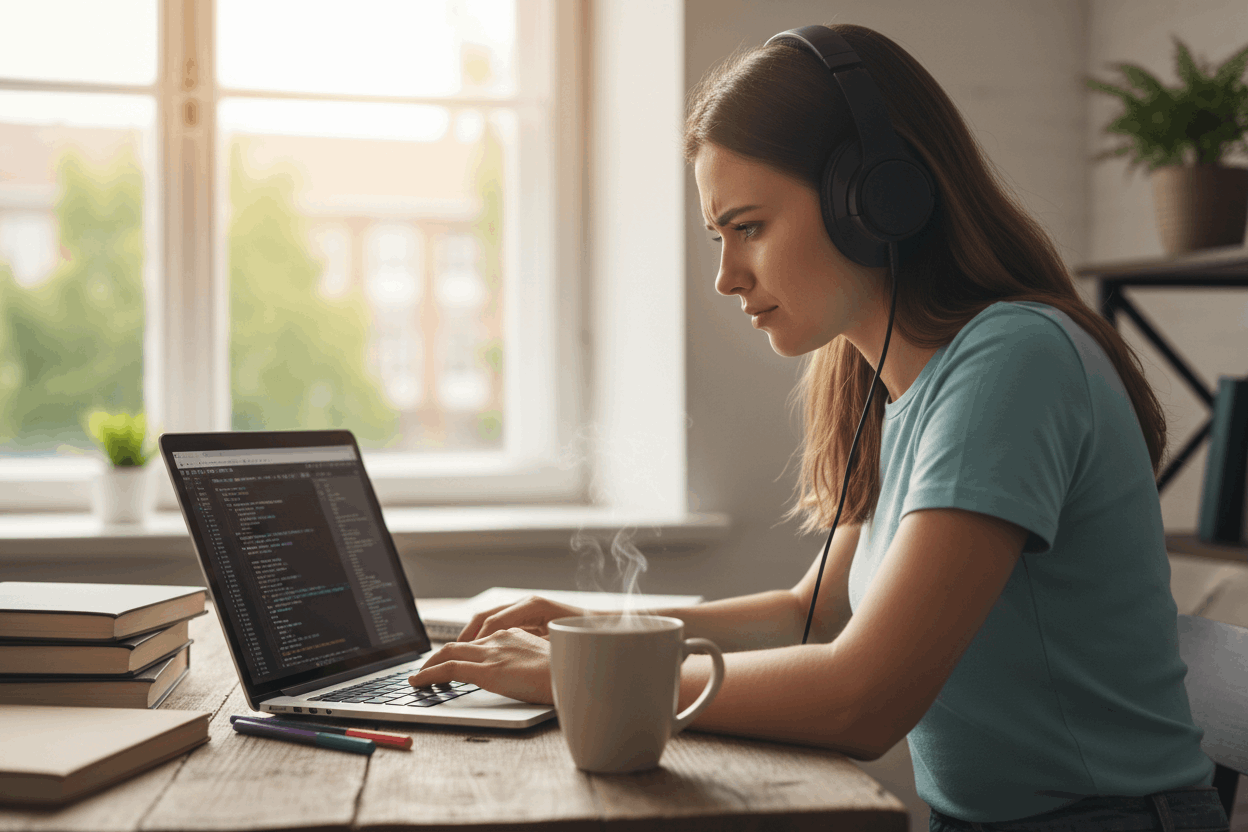 Étudiante en plein travail