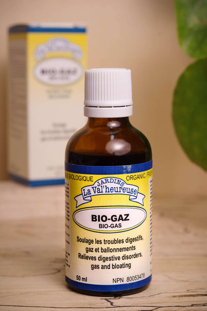 Bouteille du complexe Bio-Gaz avec sa boite en arrière plan