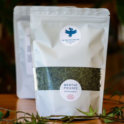Sachet de Menthe poivrée biologique séchée La Val'Heureuse.