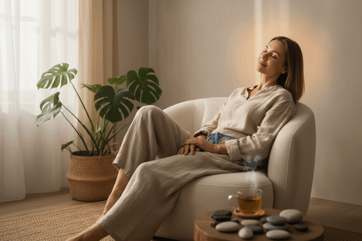 Femme sereine détendue