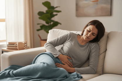 une femme souffrant de crampes abdominales menstruelles